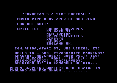 European 5 a Side Football Music Rip