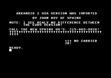 Arkanoid2 Revenge Of Doh USA+